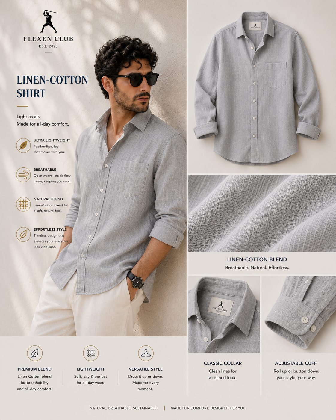 Flexen Club Men’s Grey Shirt