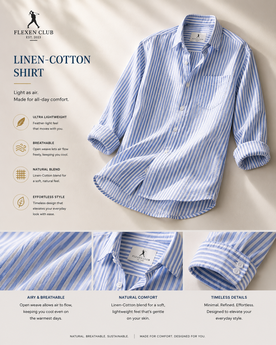 Flexen Club Men’s Blue Stripes Shirt