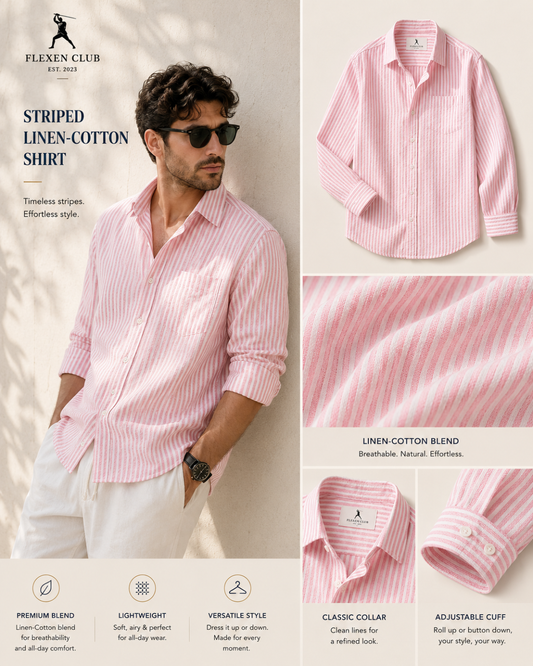 Flexen Club Men’s Pink Stripes Shirt