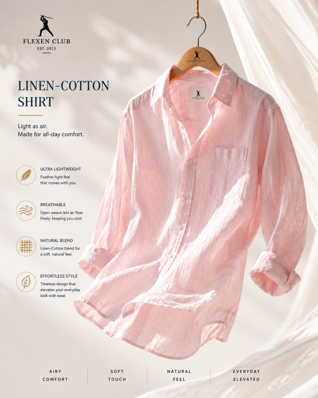 Flexen Club Men’s Pink Plain Shirt