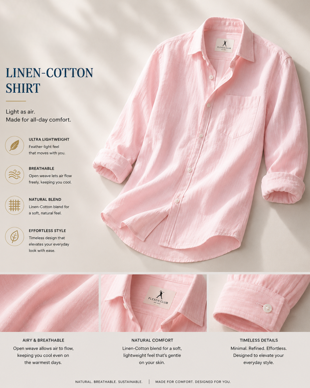 Flexen Club Men’s Pink Plain Shirt