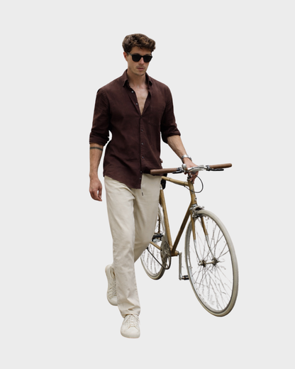 Old Money Classic Combo - Brown Shirt & Beige Trouser