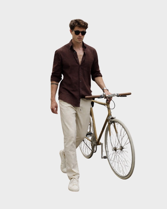 Old Money Classic Combo - Brown Shirt & Beige Trouser