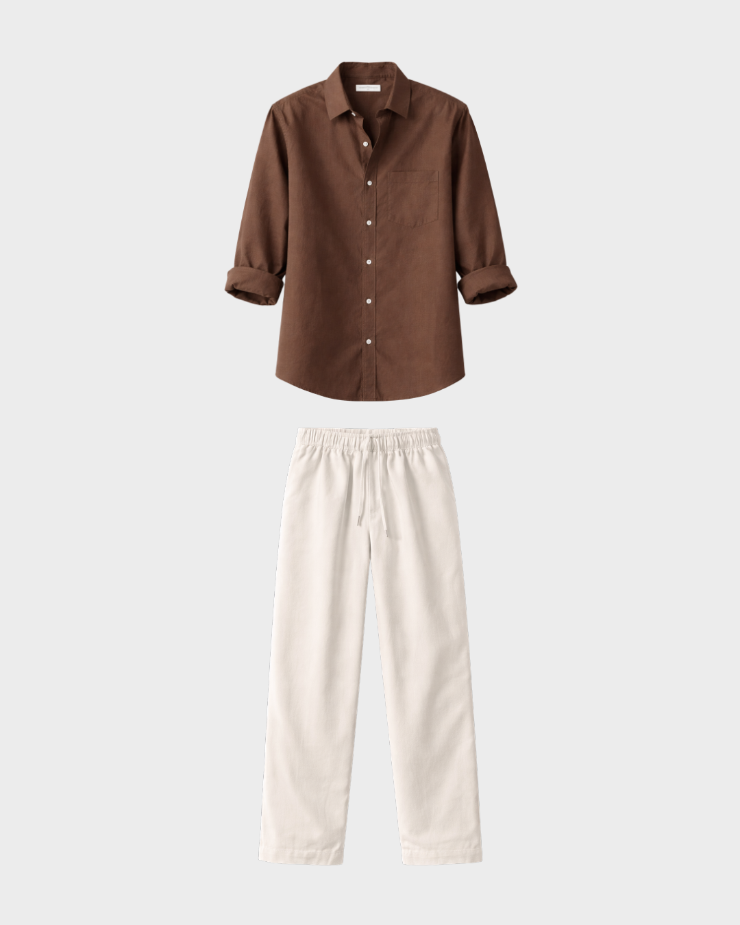 Old Money Classic Combo - Brown Shirt & Beige Trouser