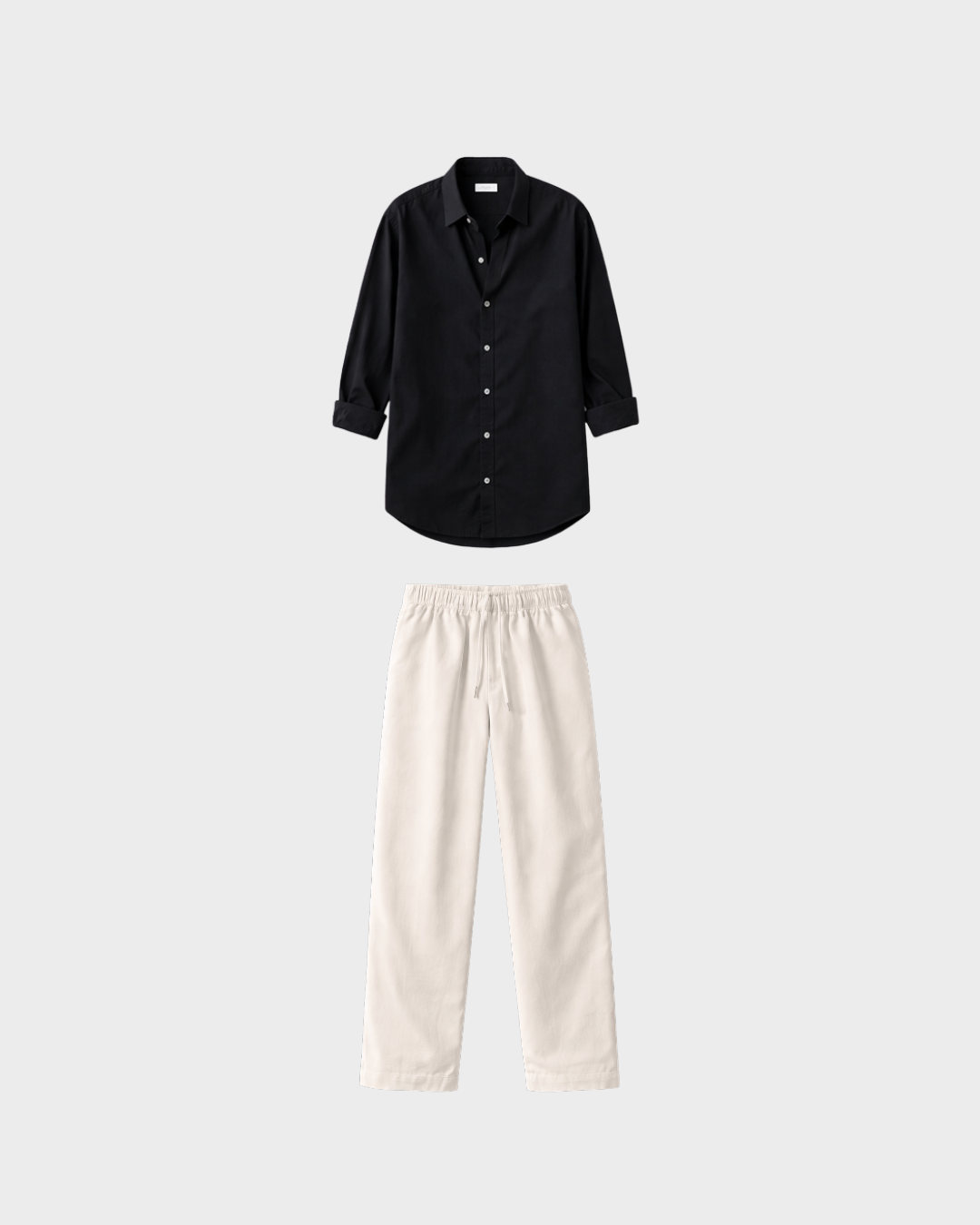 Old Money Classic Combo - Black Shirt & Beige Trouser