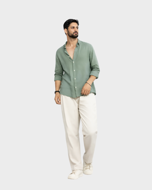 Old Money Classic Combo - Green Shirt & Beige Trouser