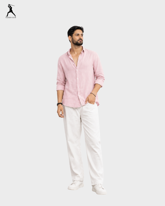 Old Money Classic Combo - Pink Shirt & White Trouser