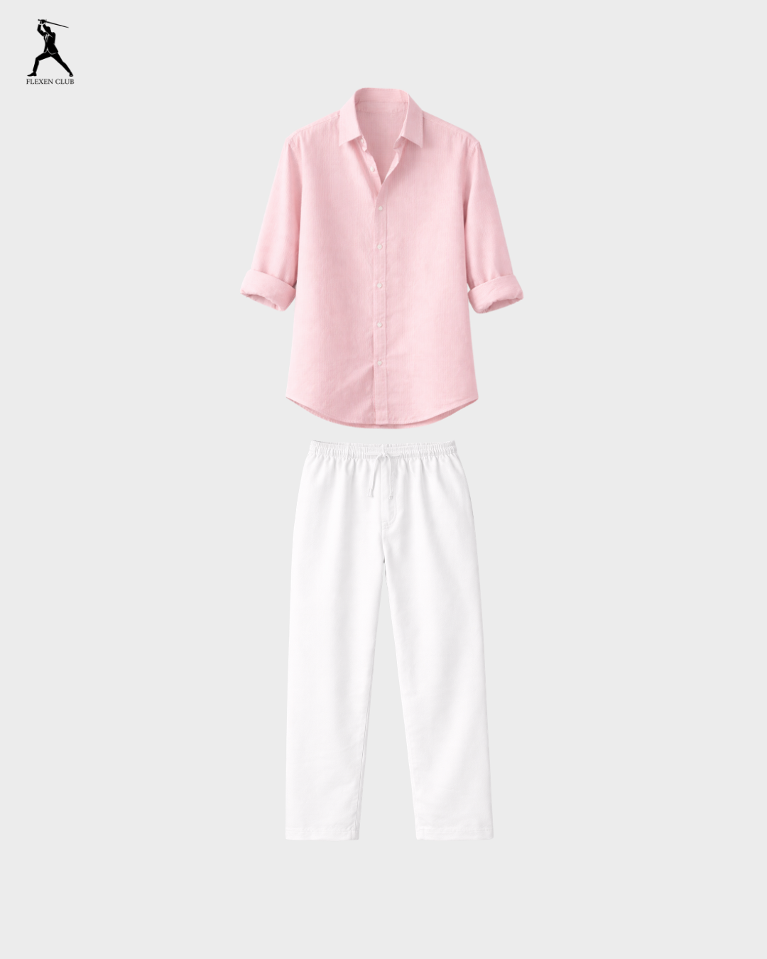 Old Money Classic Combo - Pink Shirt & White Trouser