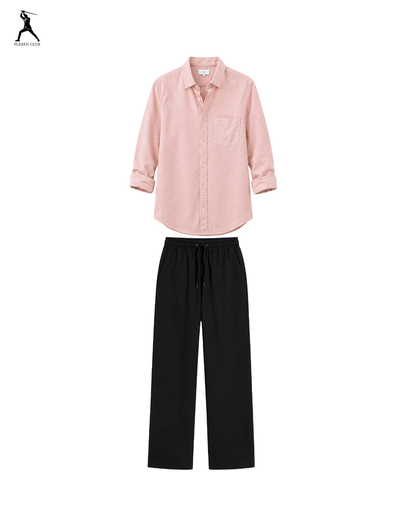 Old Money Classic Combo - Pink Shirt & Black Trouser