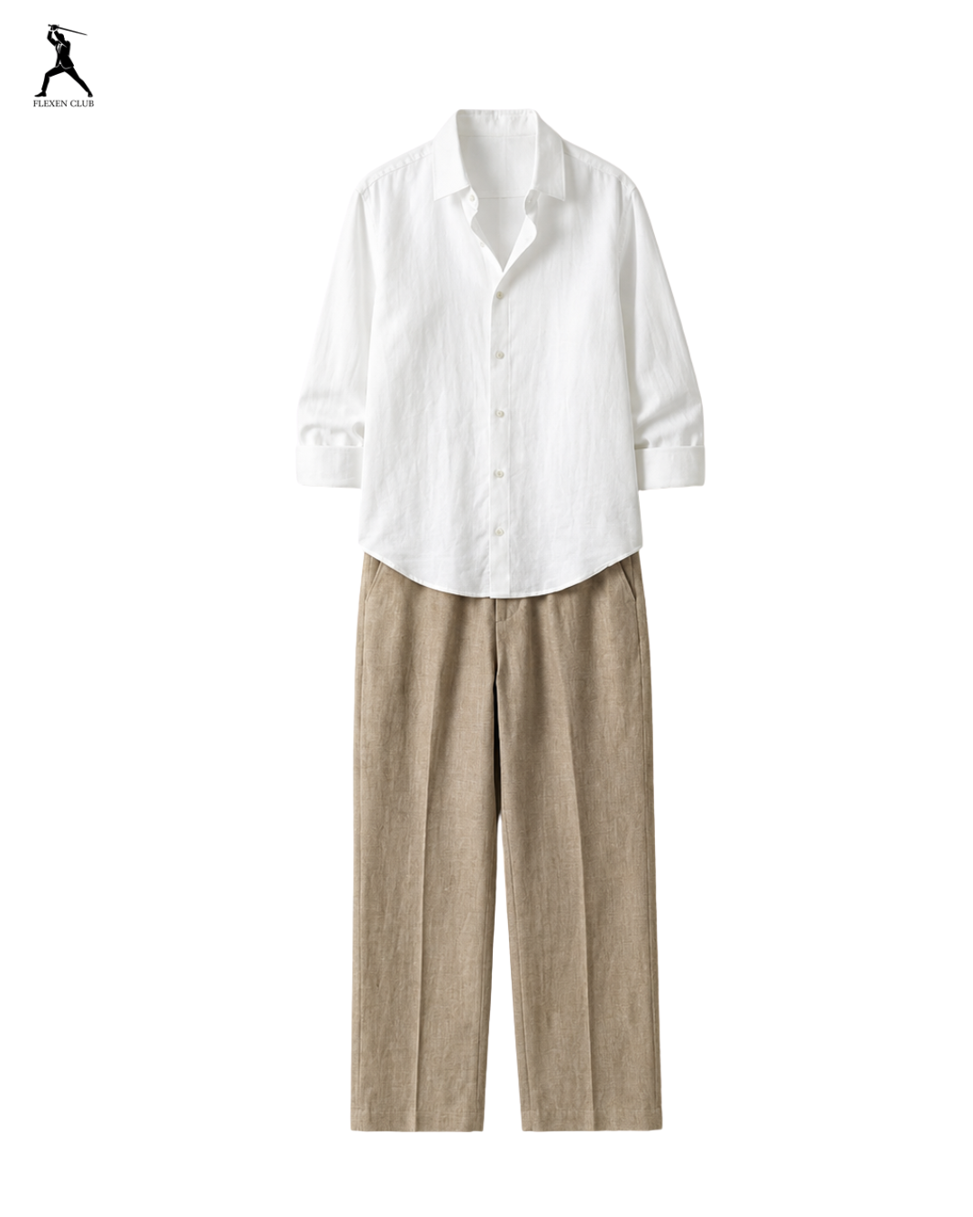 Old Money Classic Combo - White Shirt & Beige Trouser