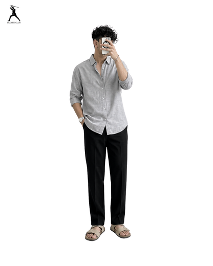Old Money Classic Combo - Grey Shirt & Black Trouser