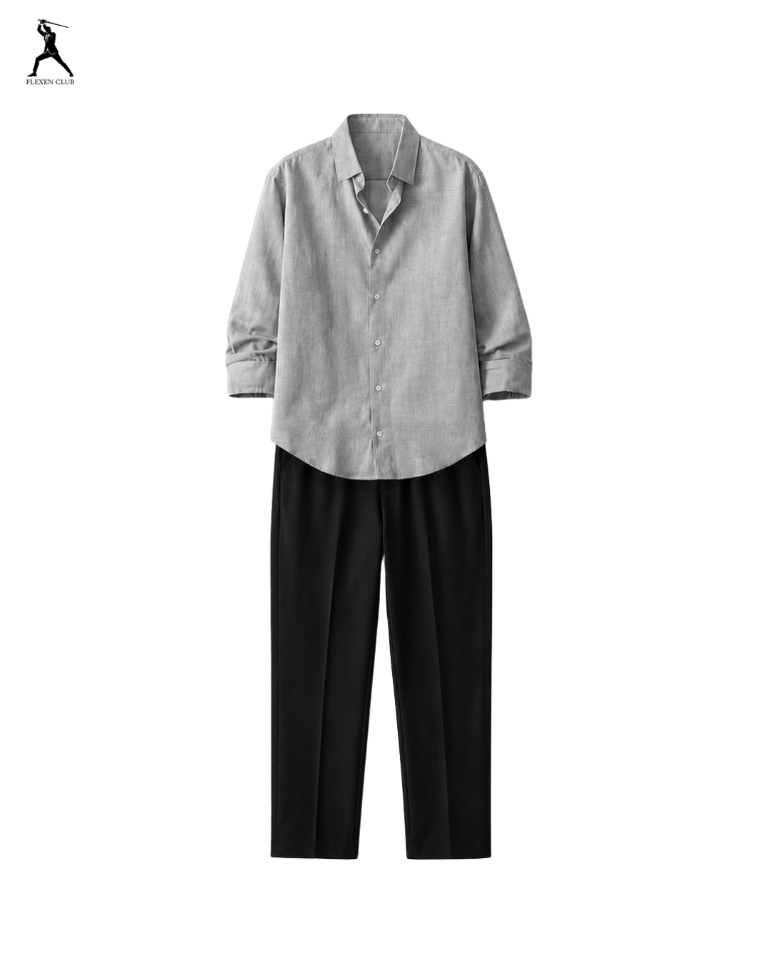 Old Money Classic Combo - Grey Shirt & Black Trouser