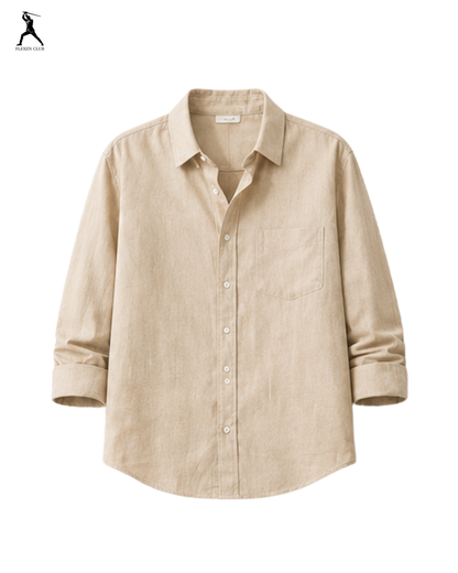 Old Money Classic Combo - Beige Shirt & White Trouser