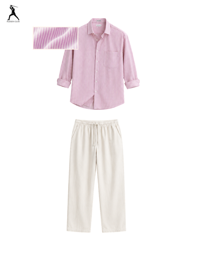 Old Money Classic Combo - Pike Stripe Shirt & White Trouser