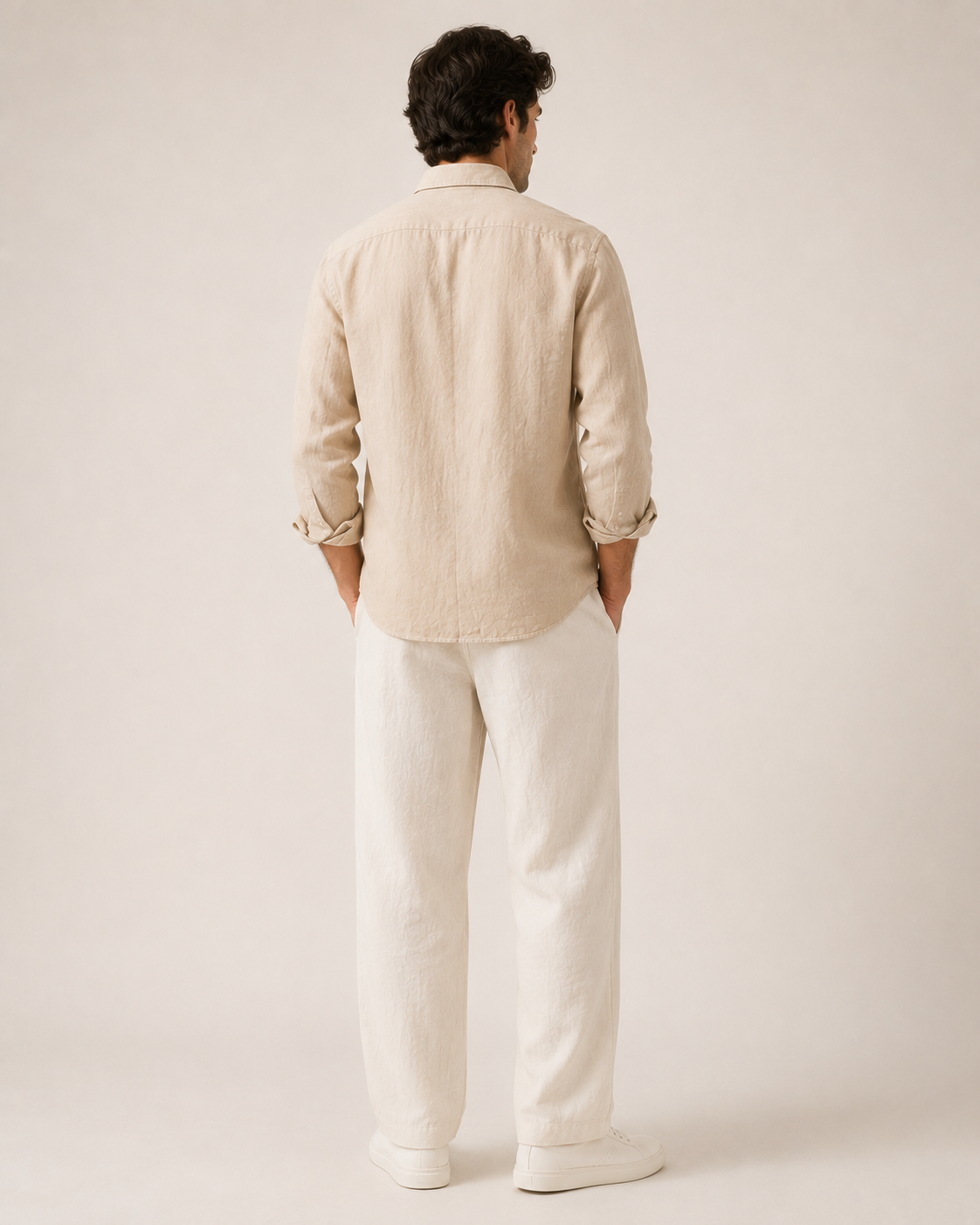 Old Money Classic Combo - Beige Shirt & White Trouser