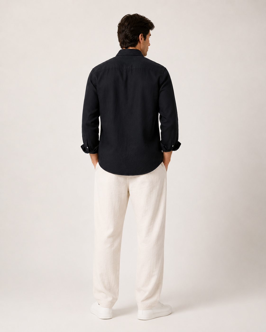 Old Money Classic Combo - Black Shirt & Beige Trouser