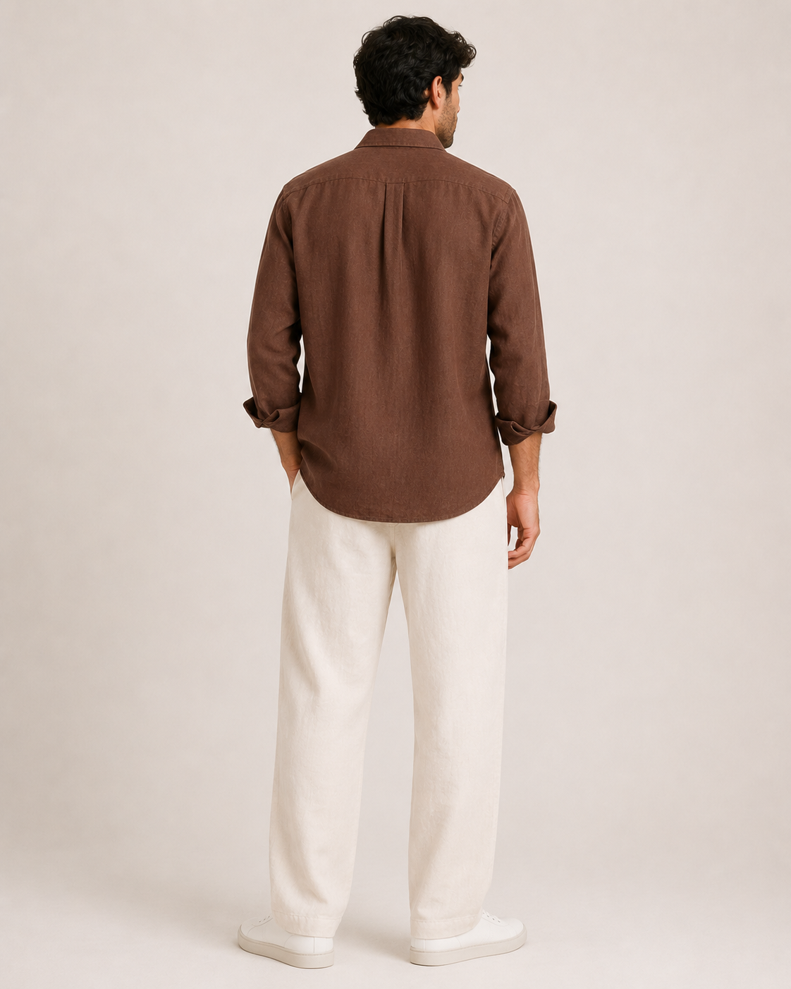 Old Money Classic Combo - Brown Shirt & Beige Trouser