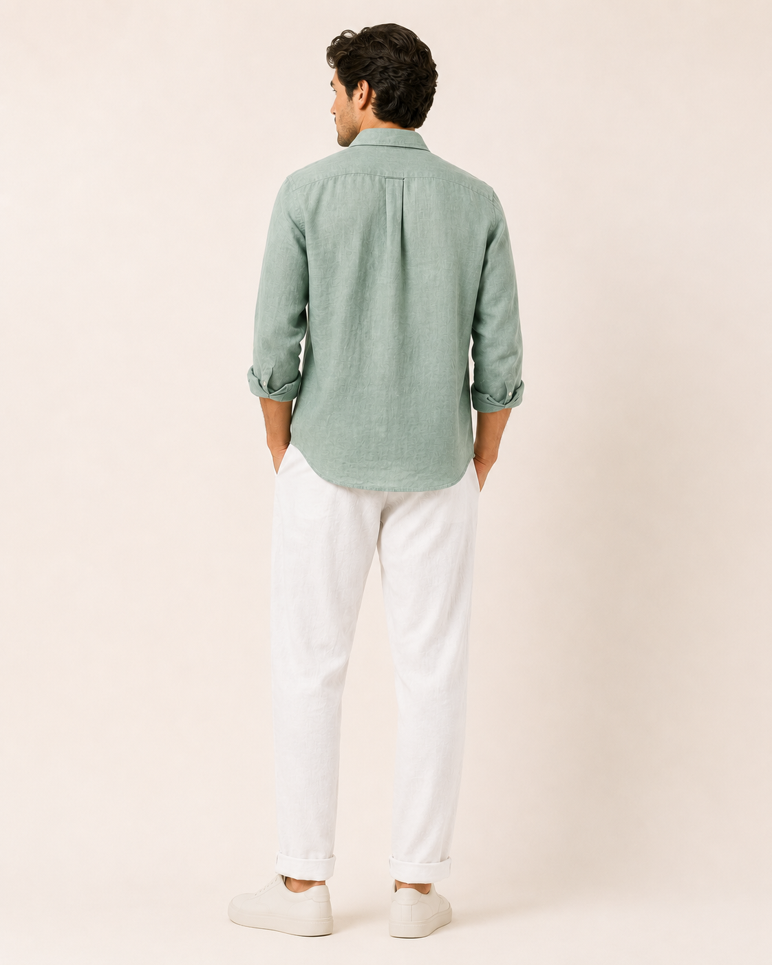 Old Money Classic Combo - Green Shirt & White Trouser