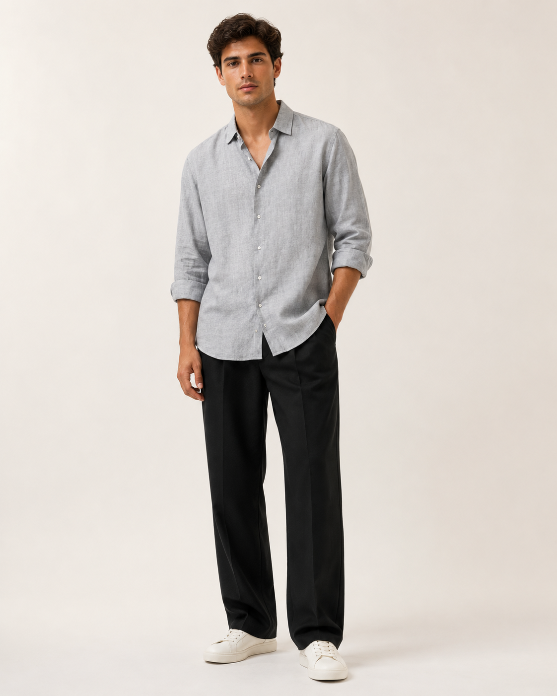 Old Money Classic Combo - Grey Shirt & Black Trouser