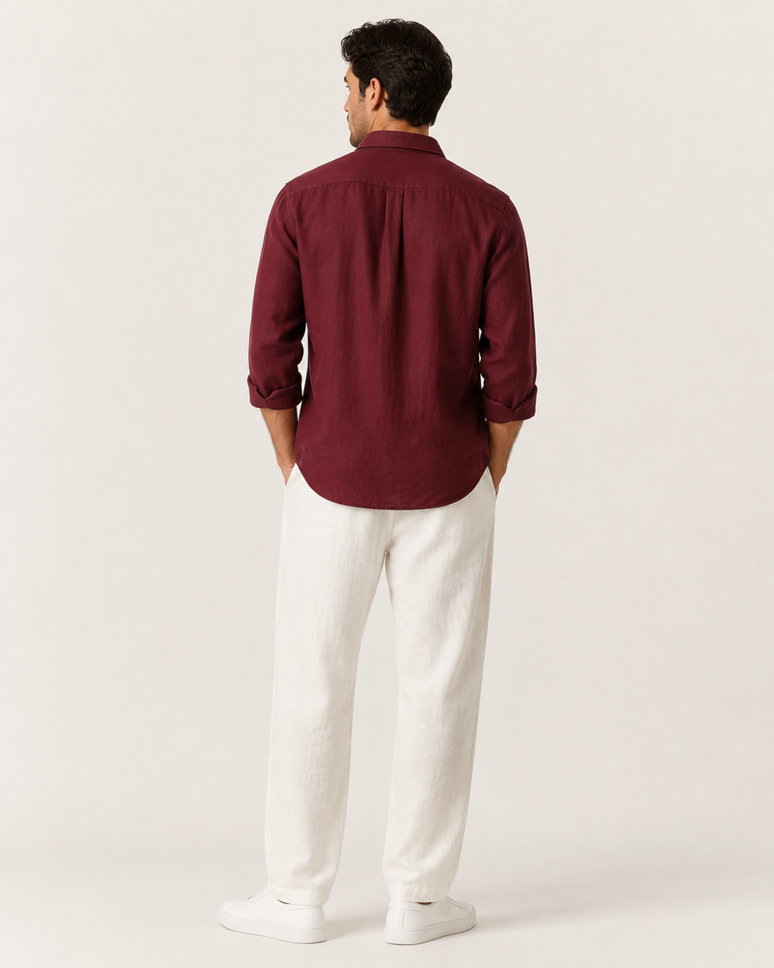 Old Money Classic Combo - Maroon Shirt & White Trouser