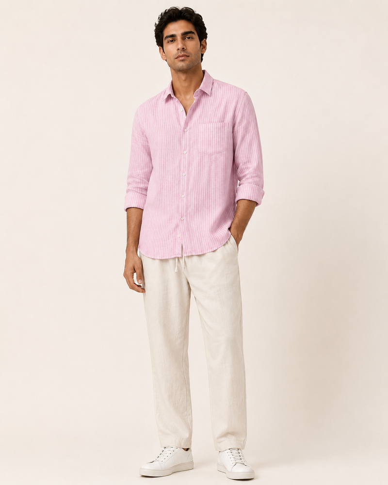 Old Money Classic Combo - Pike Stripe Shirt & White Trouser