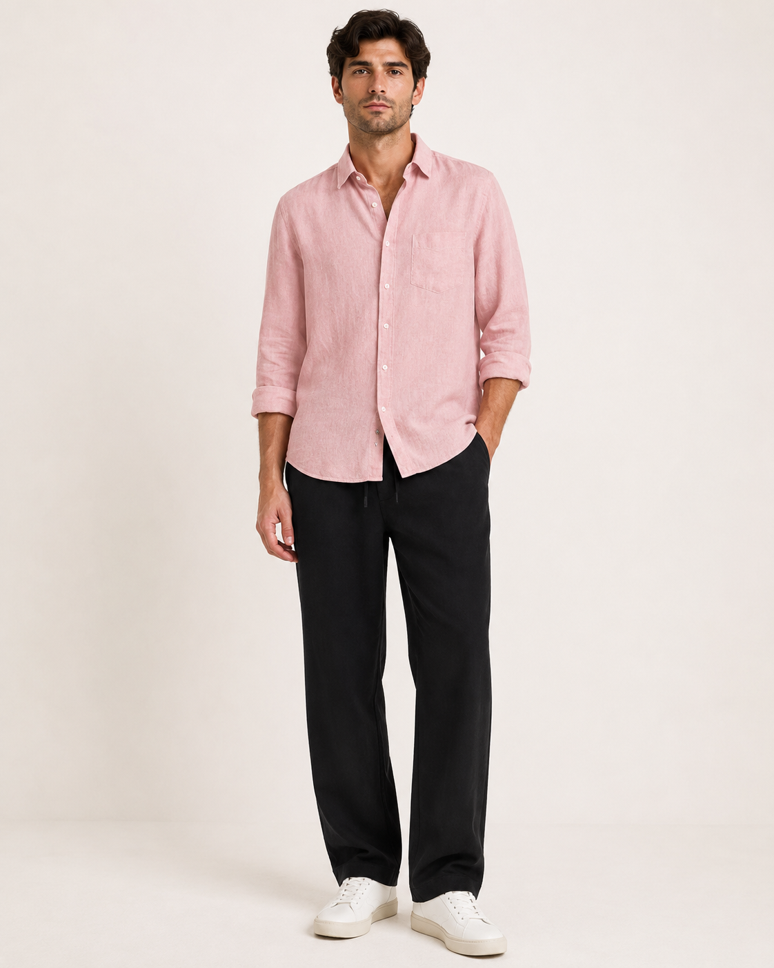 Old Money Classic Combo - Pink Shirt & Black Trouser