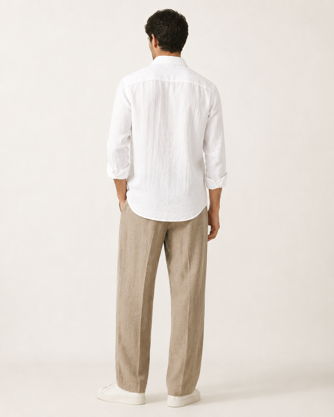 Old Money Classic Combo - White Shirt & Beige Trouser